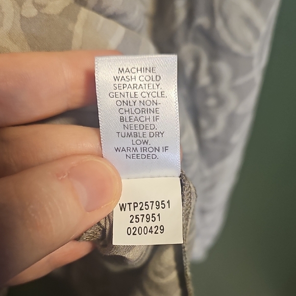 Pure Jill J Jill Gray Floral Modal Rayon Split Neck Tie Blouse Top Large 257951 - Picture 5 of 6